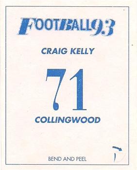 1993 Select AFL Stickers #71 Craig Kelly Back
